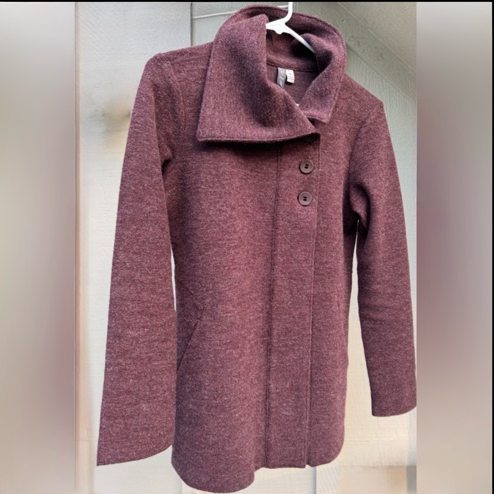 ibex MERINO THE ART OF WOOL CARDIGAN SWEATER JACKET REDWOOD HEATHER BROWN XS EUC